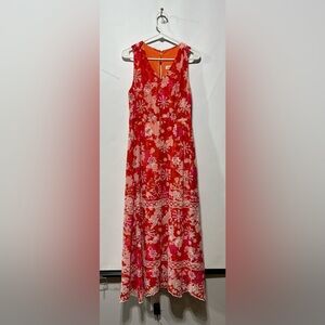 Calvin Klein Floral Embrodiered Sleeveless Maxi Dress Size 4